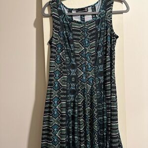 Laura Teal & Black Midi Dress